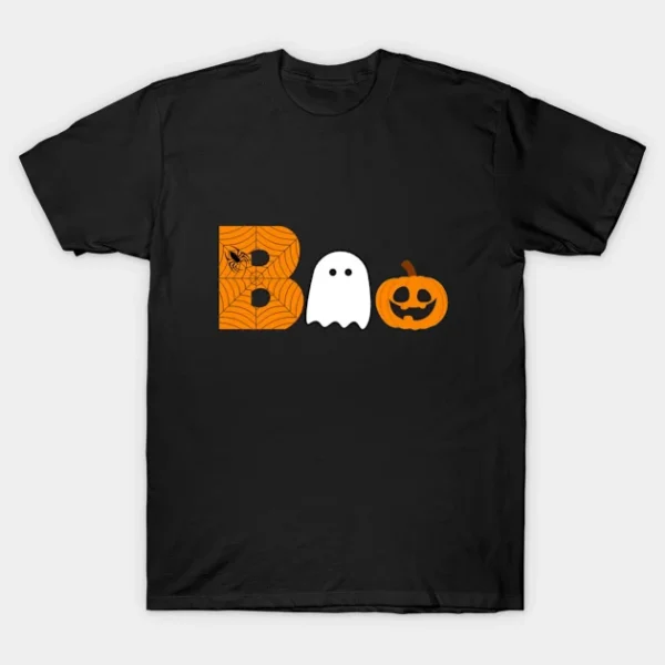 Boo Ghost with Pumpkin and Spider Halloween kids